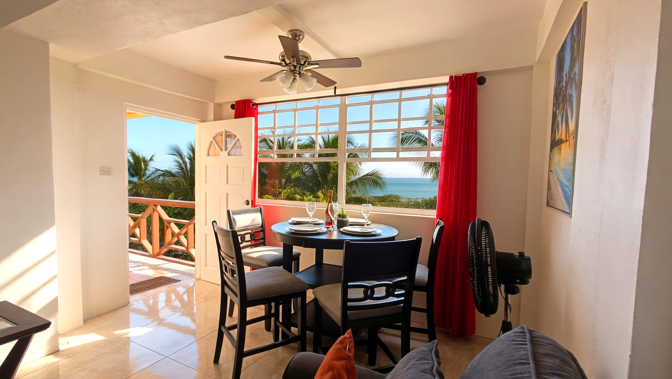 Sea view from the dining area and balcony of Exquisite Sea View Apartment in Saint Lucia